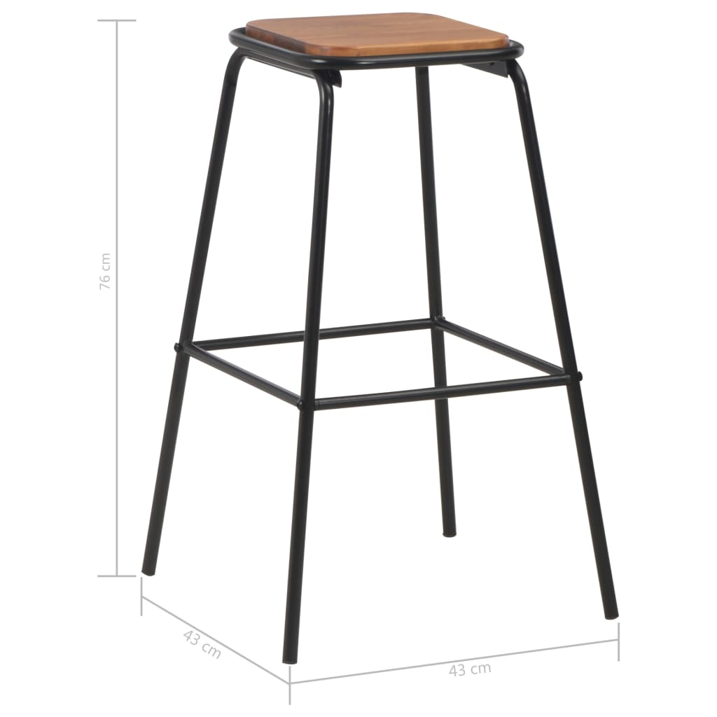 barstole 2 stk. massivt fyrretræ og stål sort