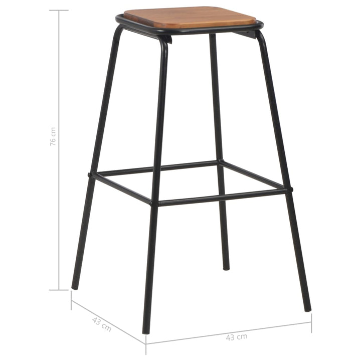 barstole 2 stk. massivt fyrretræ og stål sort