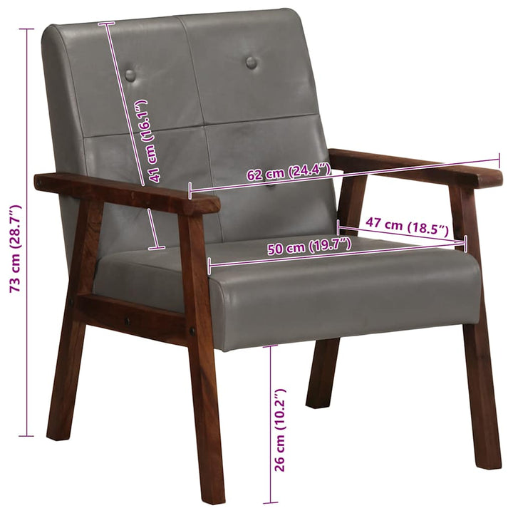 lænestol ægte skind grå