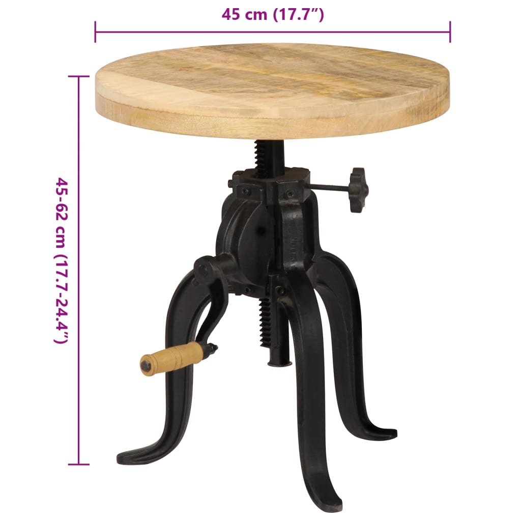 sidebord 45 x (45-62) cm massivt mangotræ og støbejern