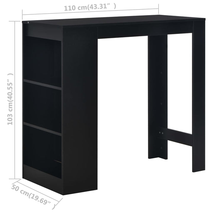 barbord med hylde sort 110 x 50 x 103 cm