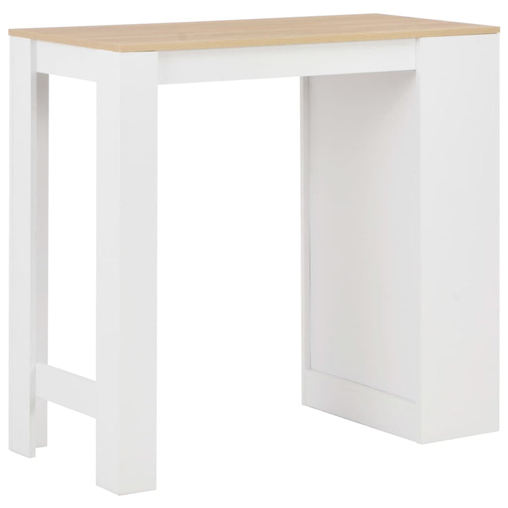 barbord med hylde 110x50x103 cm hvid