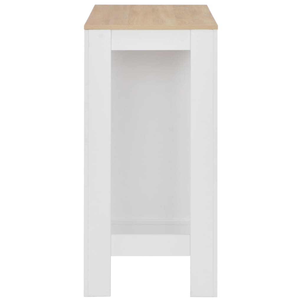 barbord med hylde 110x50x103 cm hvid
