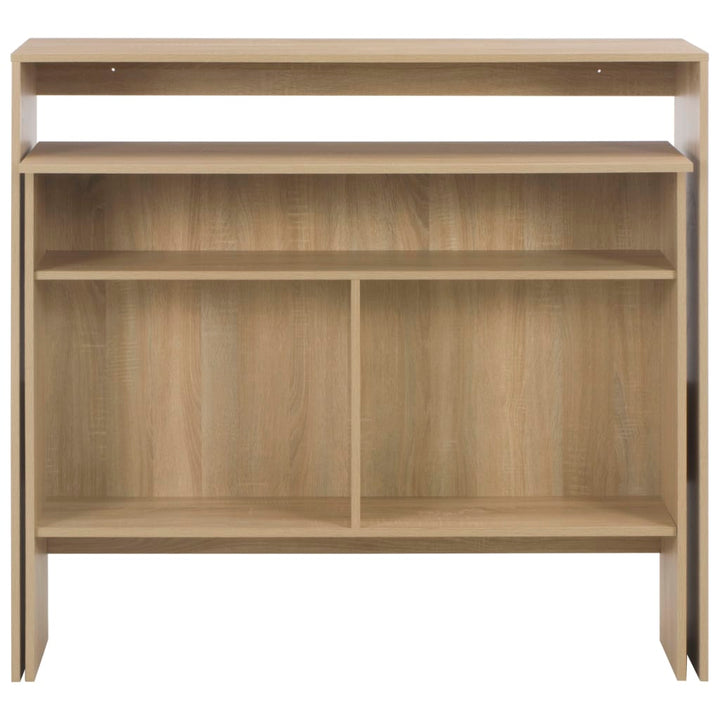 barbord med 2 bordplader 130x40x120 cm egetræsfarvet