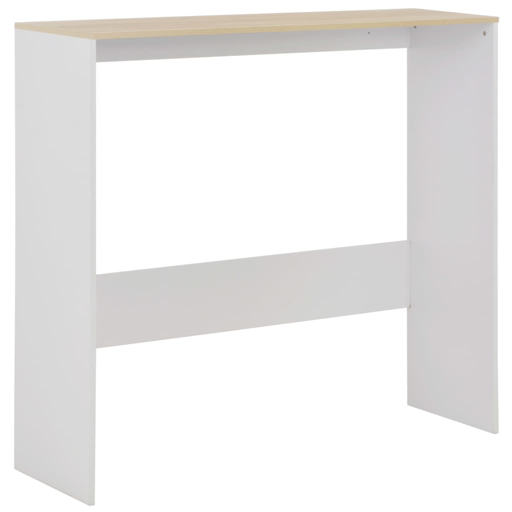 barbord med 2 bordplader 130x40x120 cm hvid og eg