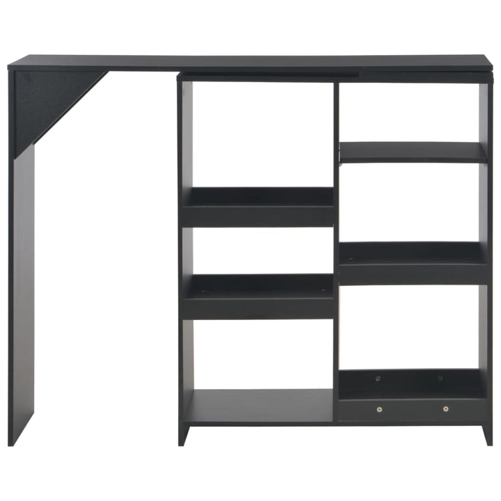 barbord med flytbar hylde 138x39x110 cm sort