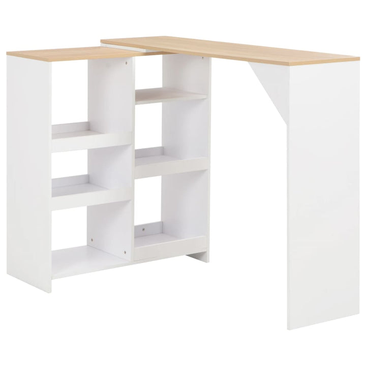 barbord med flytbar hylde 138x39x110 cm hvid