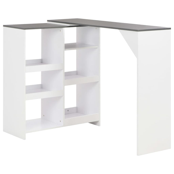 barbord med flytbar hylde 138x39x110 cm hvid
