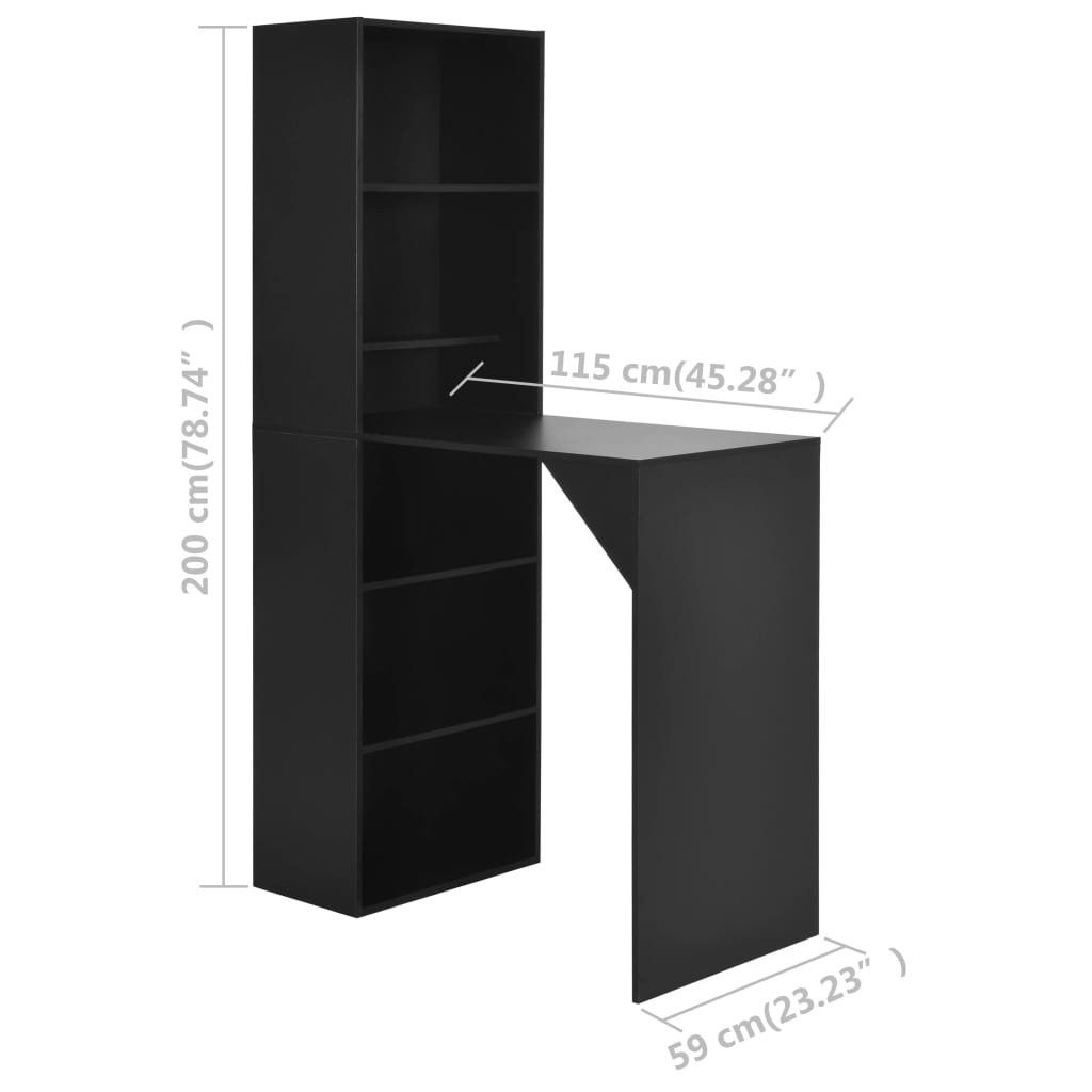 barbord med skab 115x59x200 cm sort