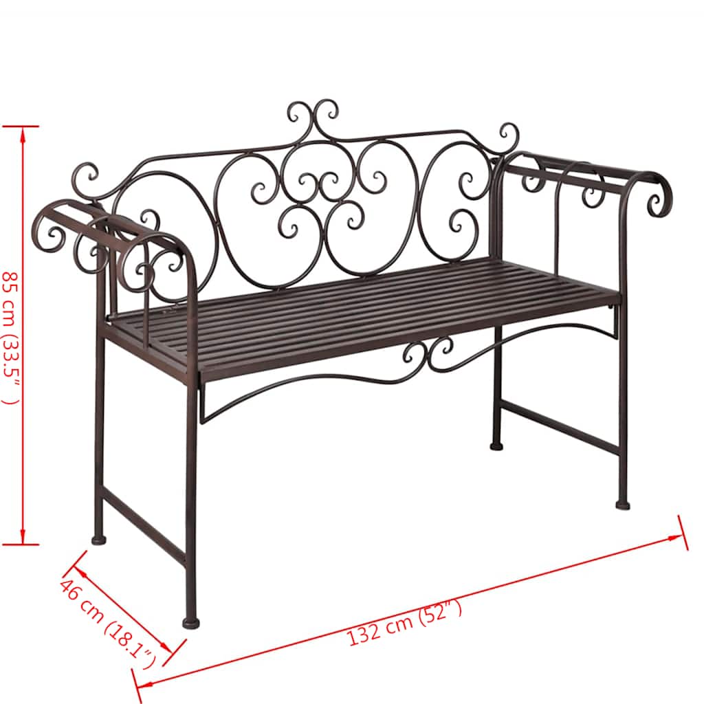 havebænk 132 cm stål antikbrun