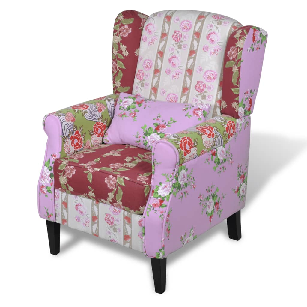 lænestol med patchworkdesign stof