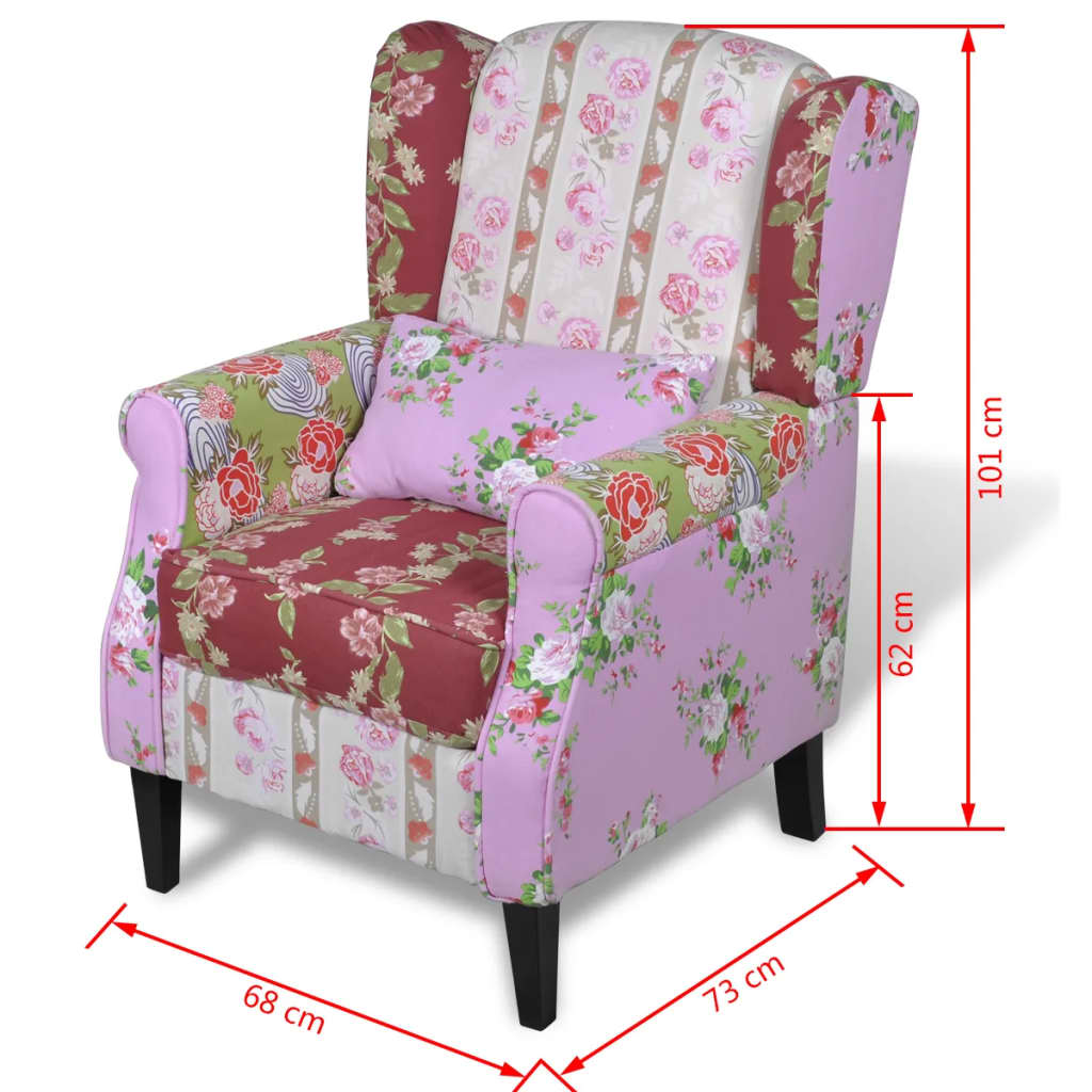 lænestol med patchworkdesign stof