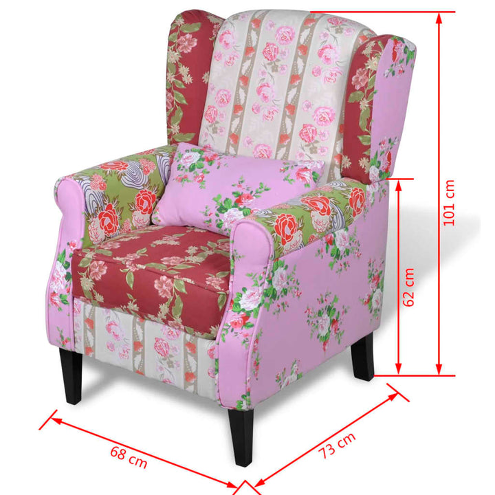 lænestol med patchworkdesign stof