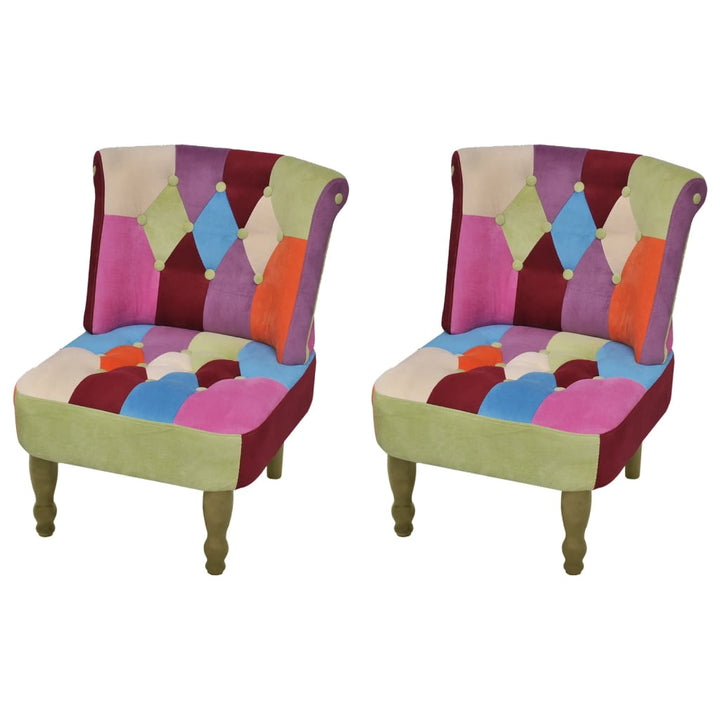 fransk stol 2 stk. med patchwork-design stof