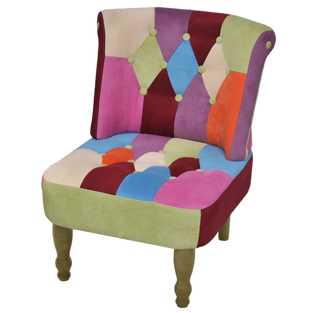 fransk stol 2 stk. med patchwork-design stof