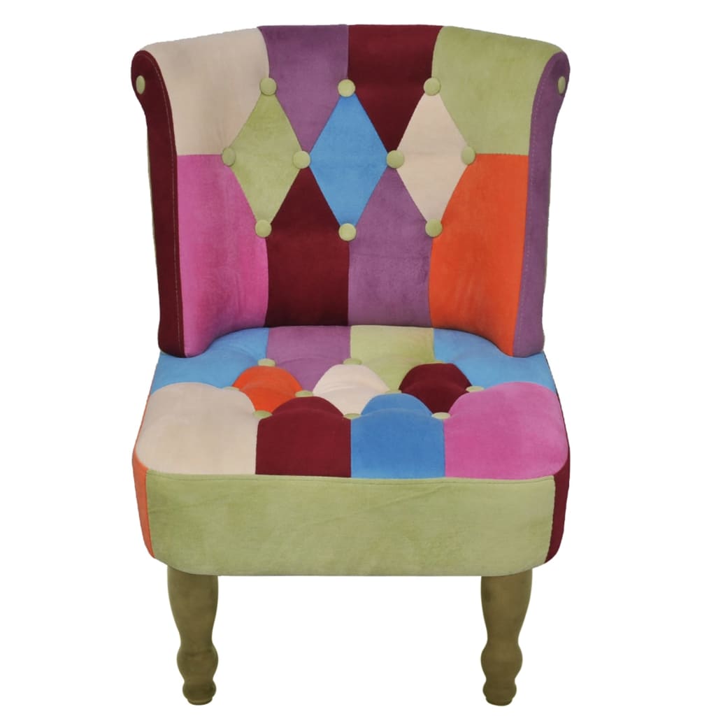 fransk stol 2 stk. med patchwork-design stof