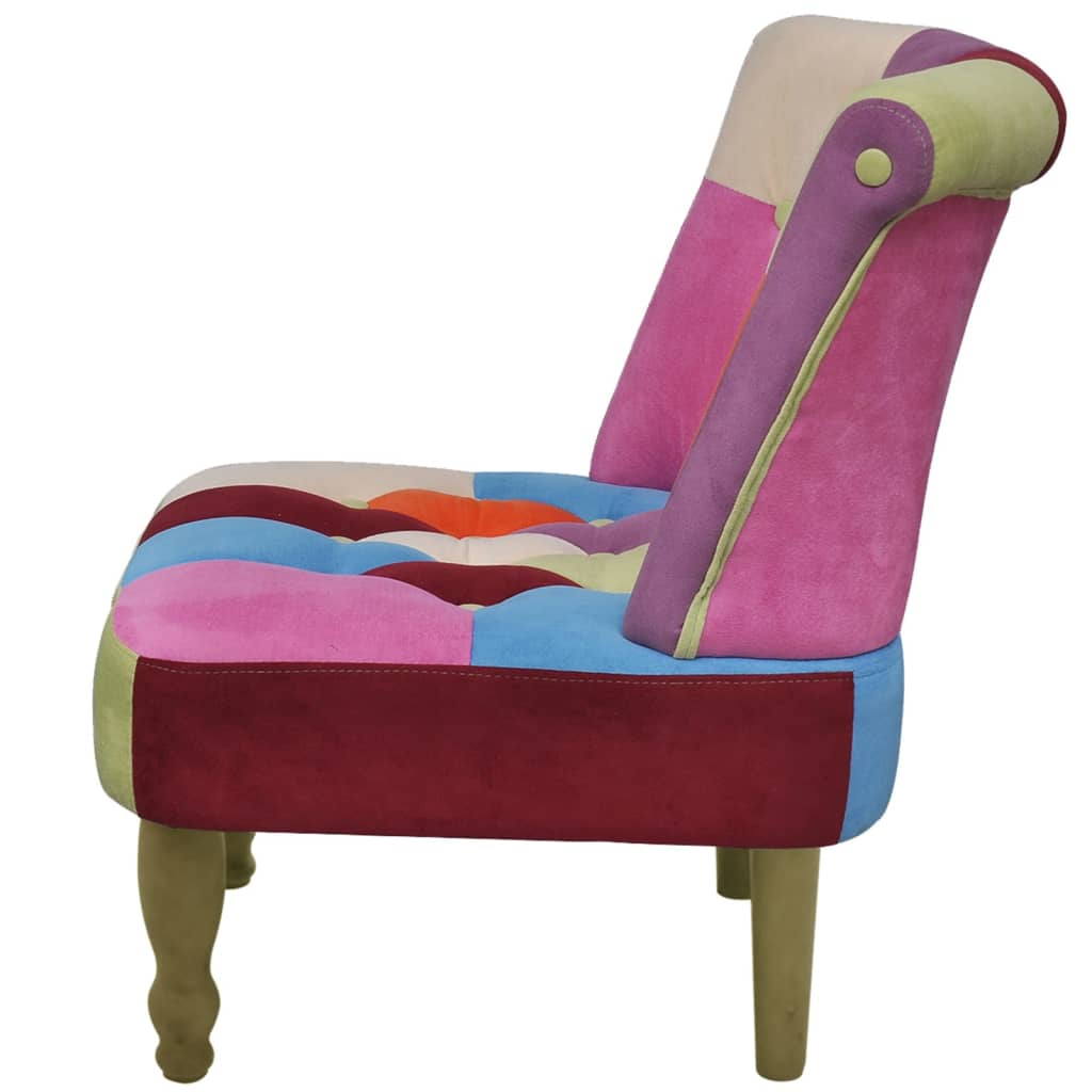 fransk stol 2 stk. med patchwork-design stof