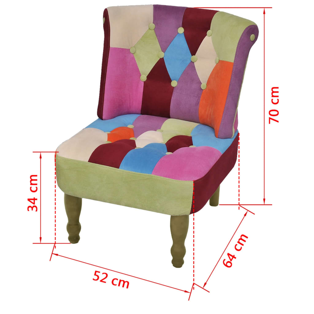 fransk stol 2 stk. med patchwork-design stof