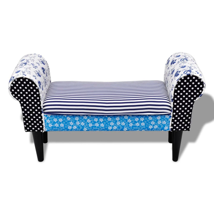 bænk patchwork blå og hvid