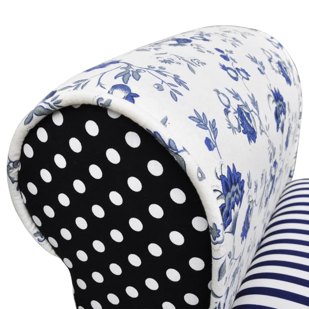 bænk patchwork blå og hvid