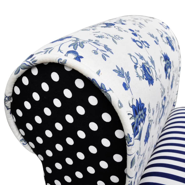 bænk patchwork blå og hvid
