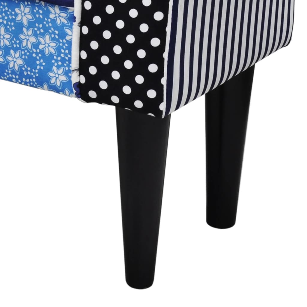 bænk patchwork blå og hvid