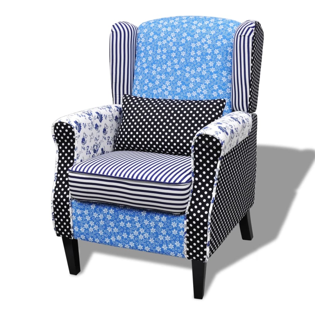 lænestol med patchworkdesign stof