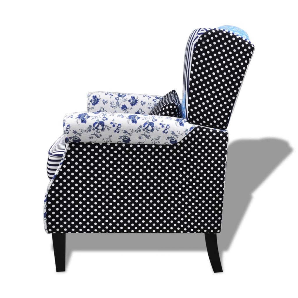 lænestol med patchworkdesign stof