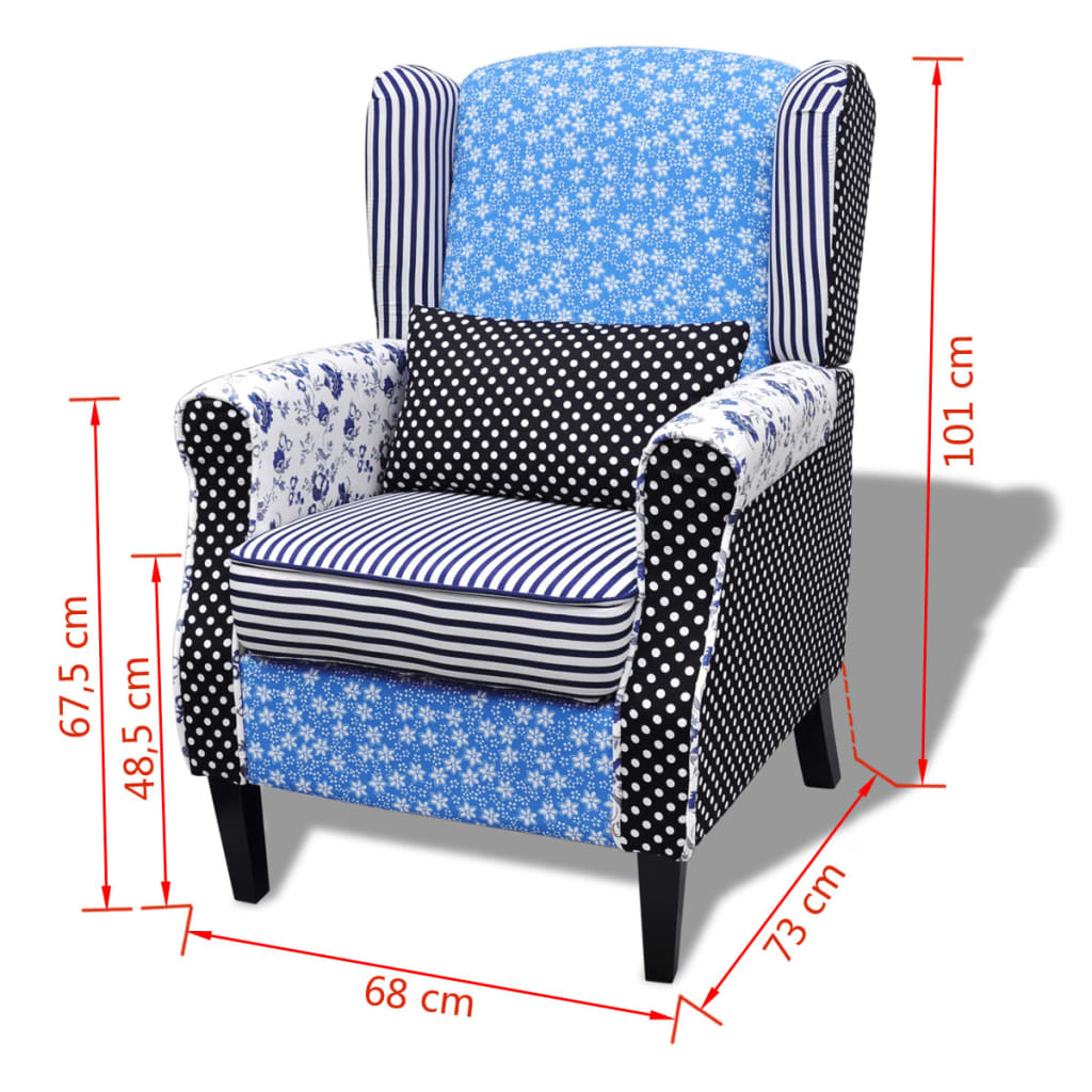 lænestol med patchworkdesign stof