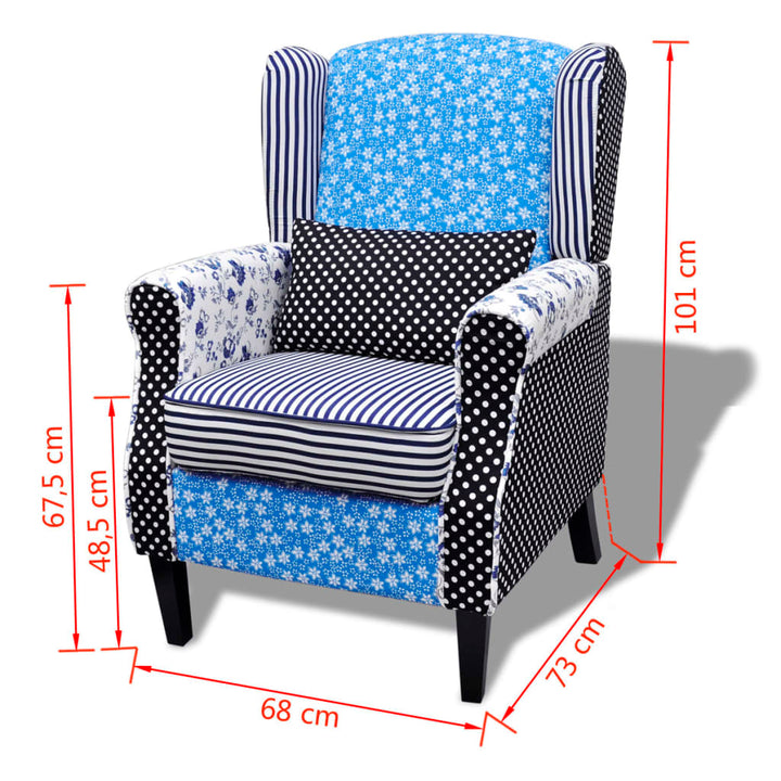 lænestol med patchworkdesign stof