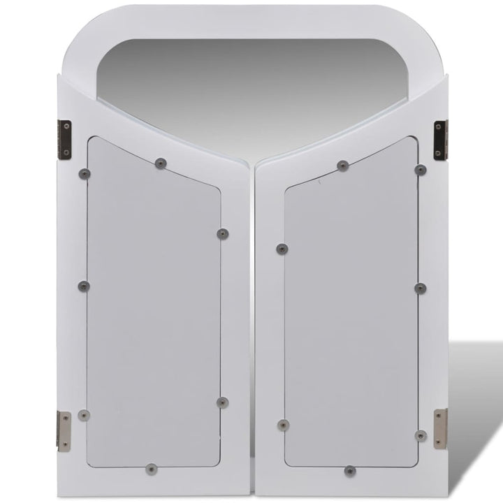toiletbord med 3-i-1 spejl og taburet 2 skuffer hvid