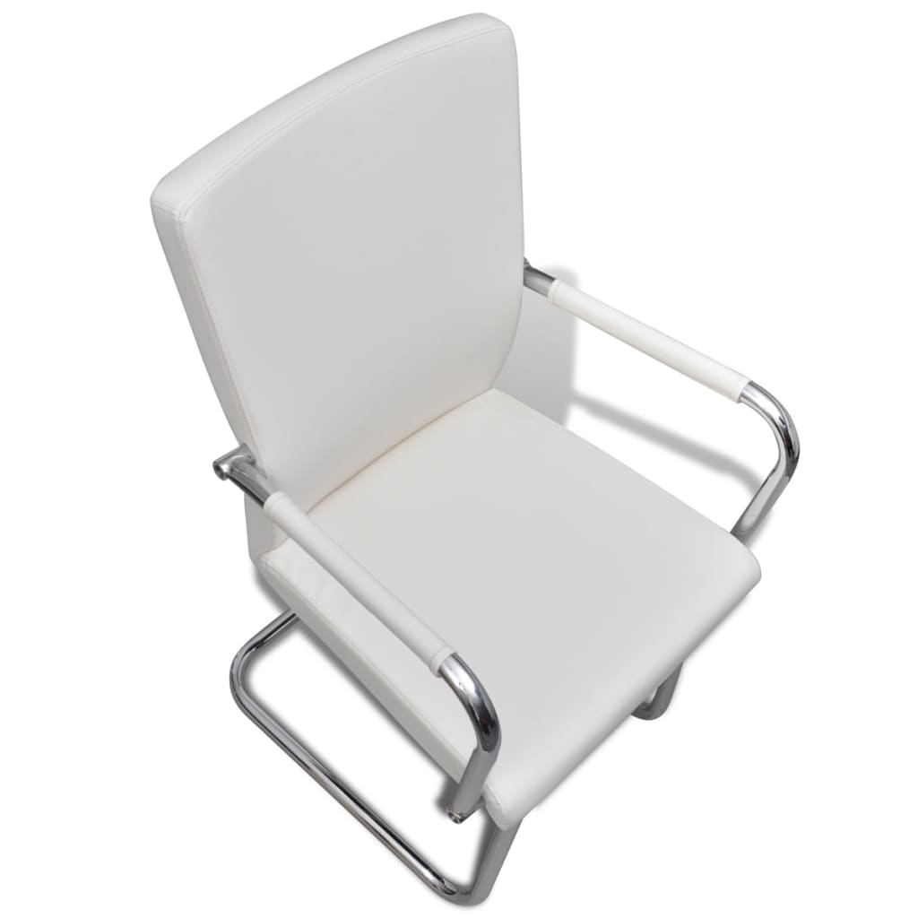 spisebordsstole med cantilever 4 stk. stof hvid
