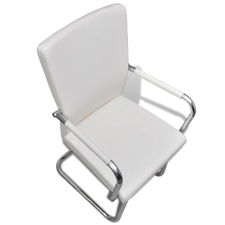 spisebordsstole med cantilever 6 stk. stof hvid