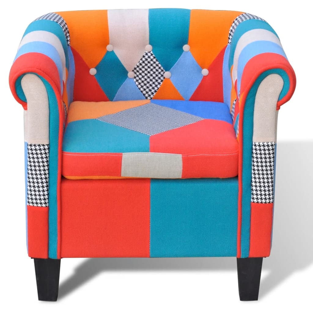 lænestol med patchworkdesign stof
