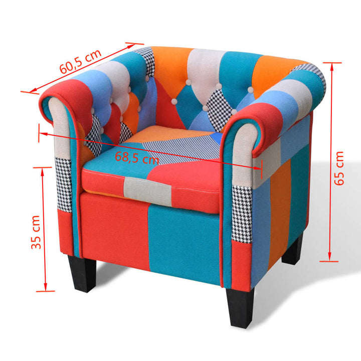 lænestol med patchworkdesign stof