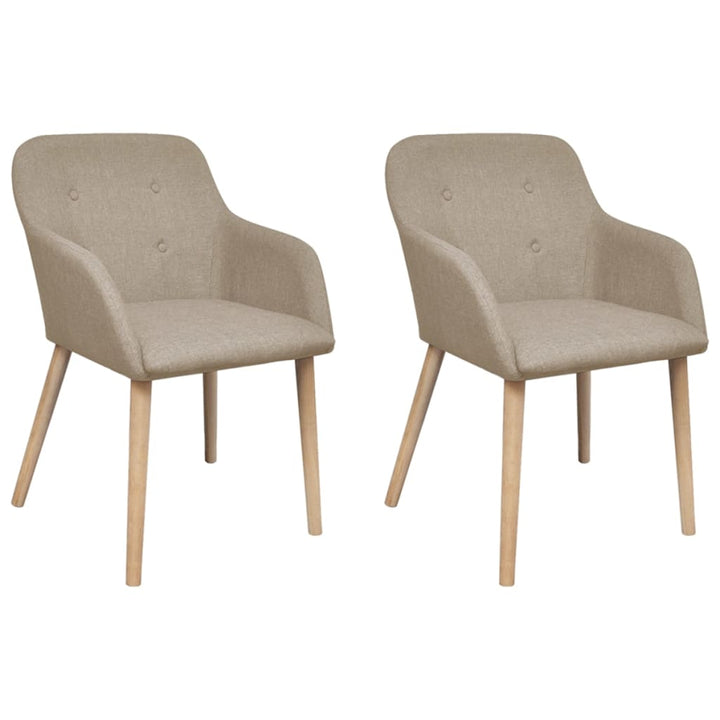 spisebordsstole 2 stk. beige stof massivt egetræ
