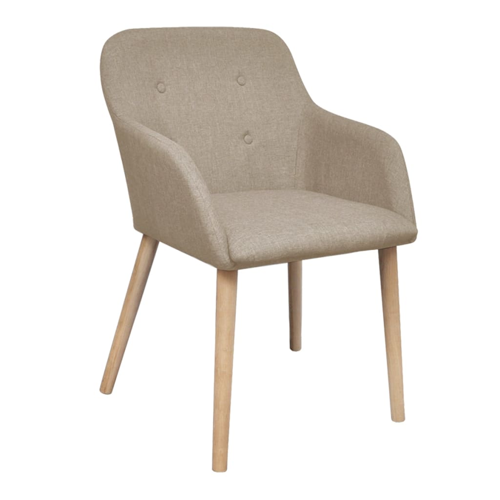 spisebordsstole 2 stk. beige stof massivt egetræ