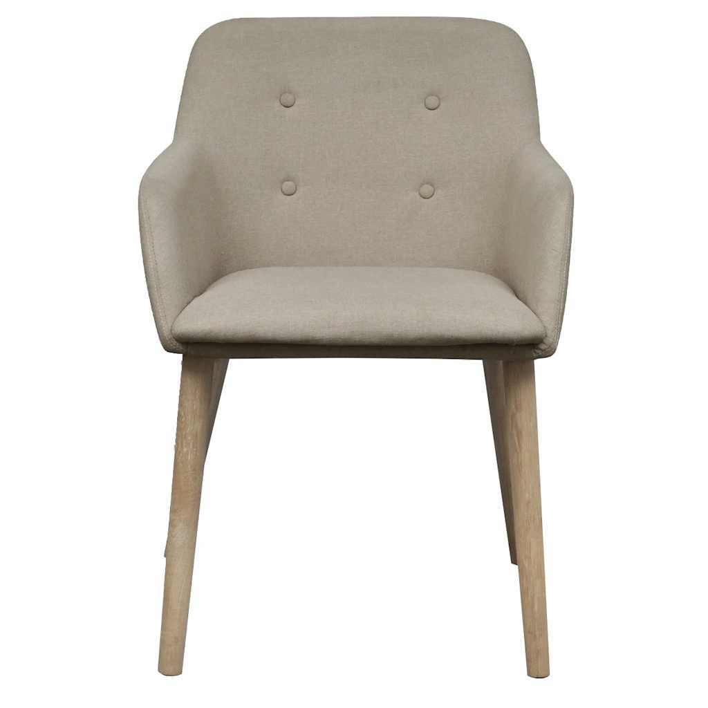 spisebordsstole 2 stk. beige stof massivt egetræ