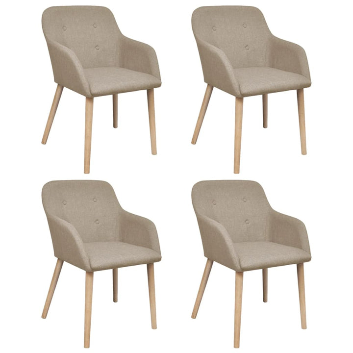 spisebordsstole 4 stk. beige stof massivt egetræ
