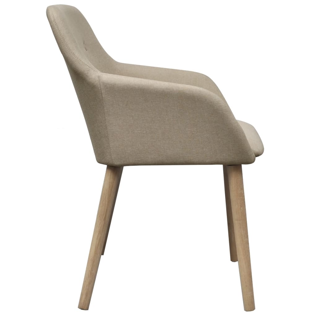 spisebordsstole 4 stk. beige stof massivt egetræ