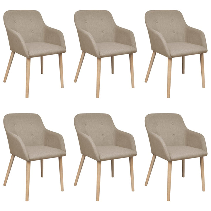 spisebordsstole 6 stk. beige stof massivt egetræ