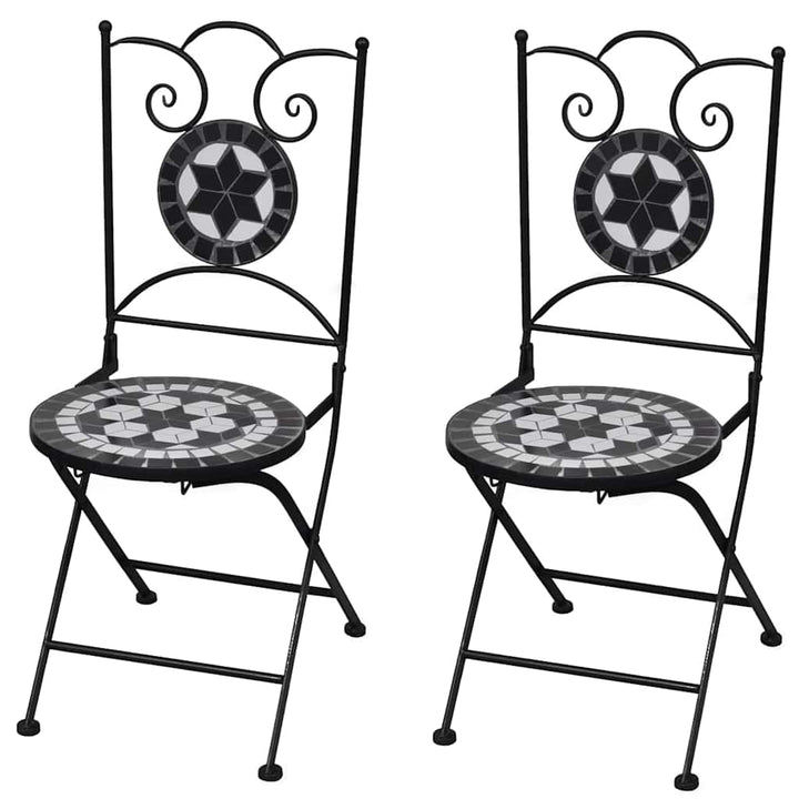 foldbare bistrostole 2 stk. keramik blå og hvid