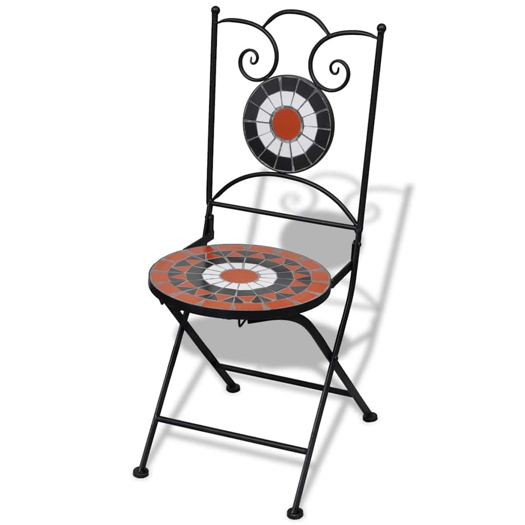 foldbare bistrostole 2 stk. keramik teracotta og hvid