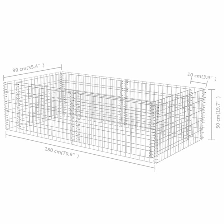 gabion-plantekasse galvaniseret stål 180 x 90 x 50 cm