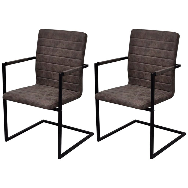 spisebordsstole 2 stk. cantilever-design kunstlæder brun