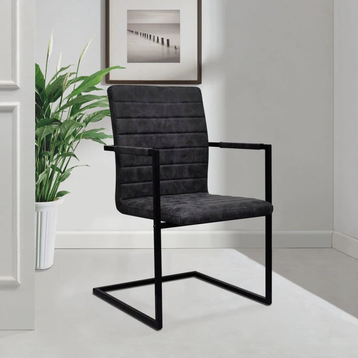 spisebordsstole 2 stk. cantilever-design kunstlæder sort