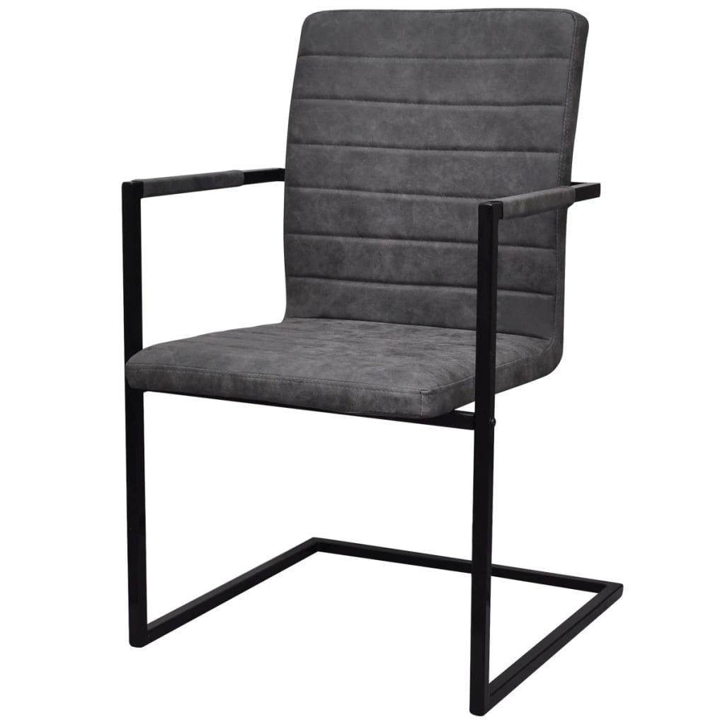spisebordsstole med cantilever 2 stk. kunstlæder grå