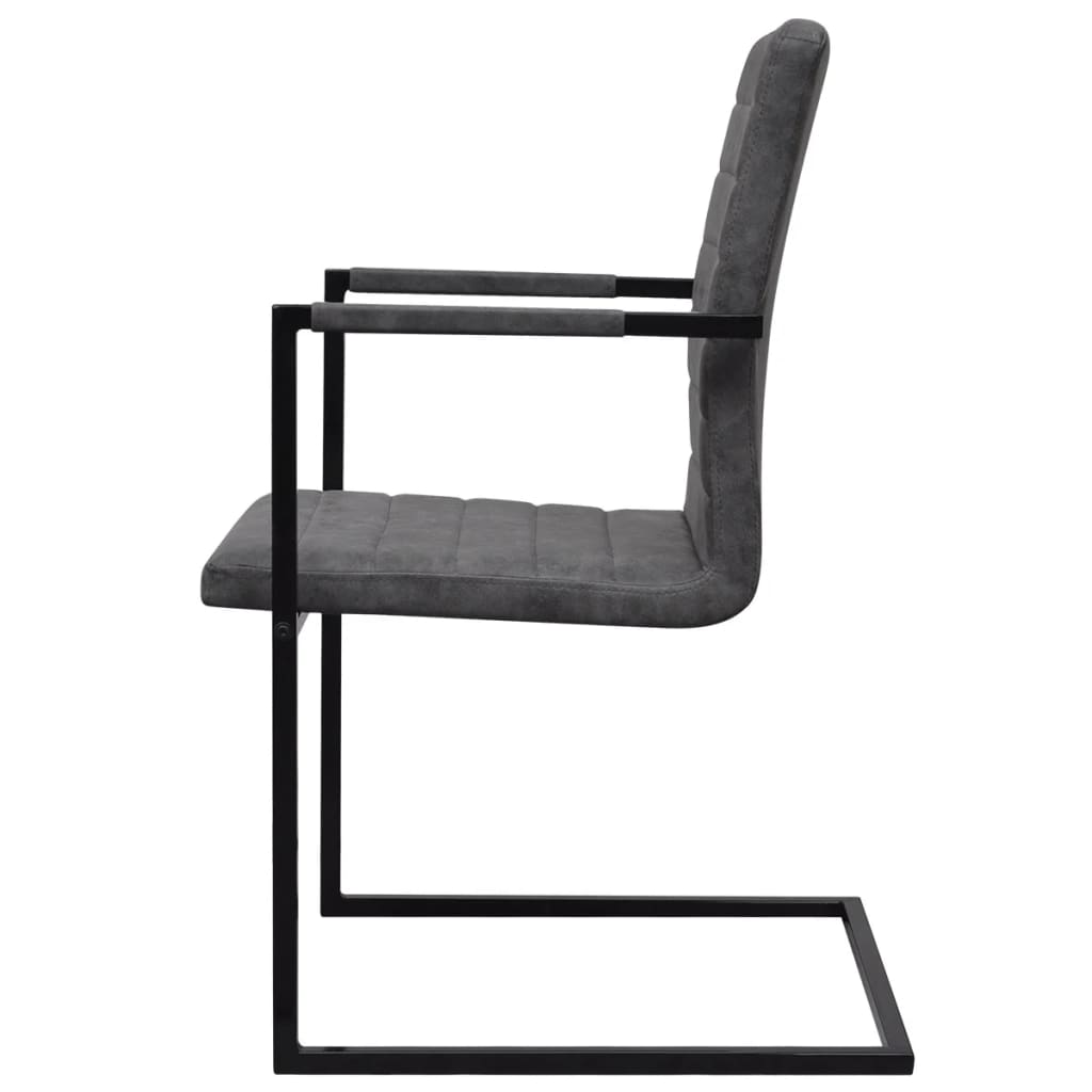 spisebordsstole med cantilever 2 stk. kunstlæder grå