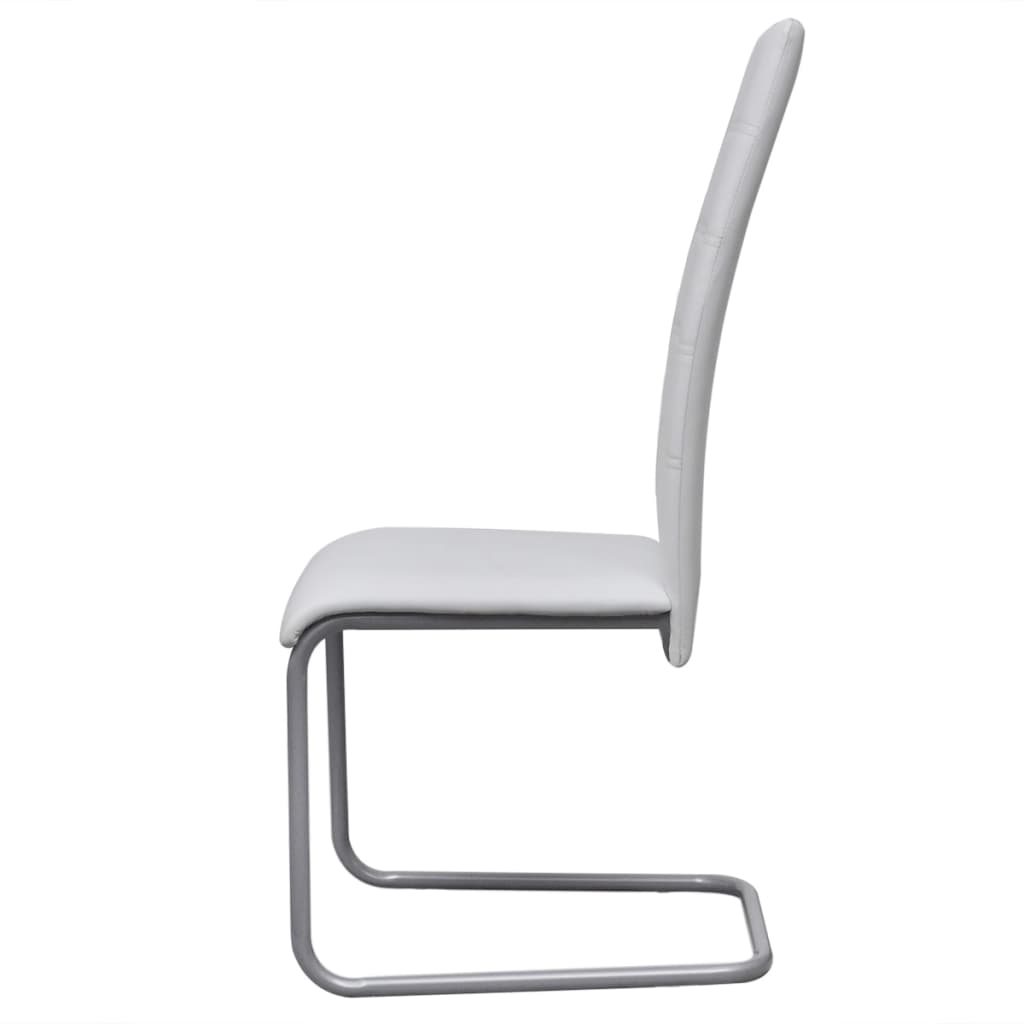 spisebordsstole med cantilever 2 stk. kunstlæder hvid