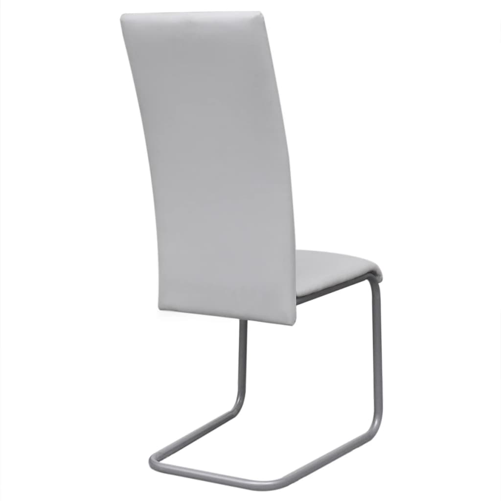 spisebordsstole med cantilever 2 stk. kunstlæder hvid